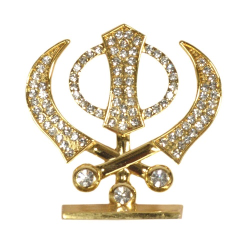 Idol for Pooja / Car Dashboard – Sikh Religious Symbol Golden Khanda