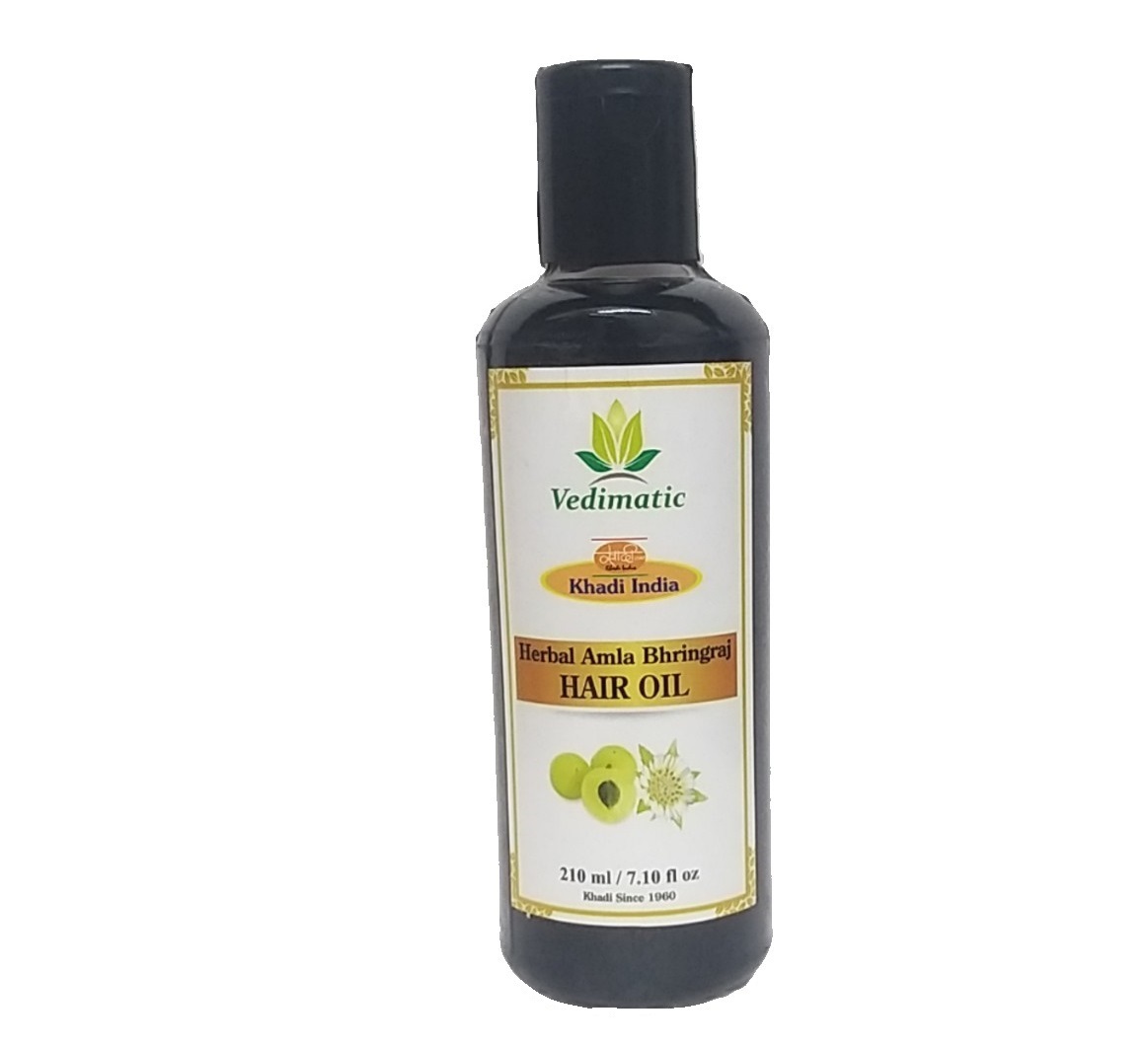 Khadi India - Vedimatic - AMLA BHRINGRAJ Hair Oil - 210 ml. 